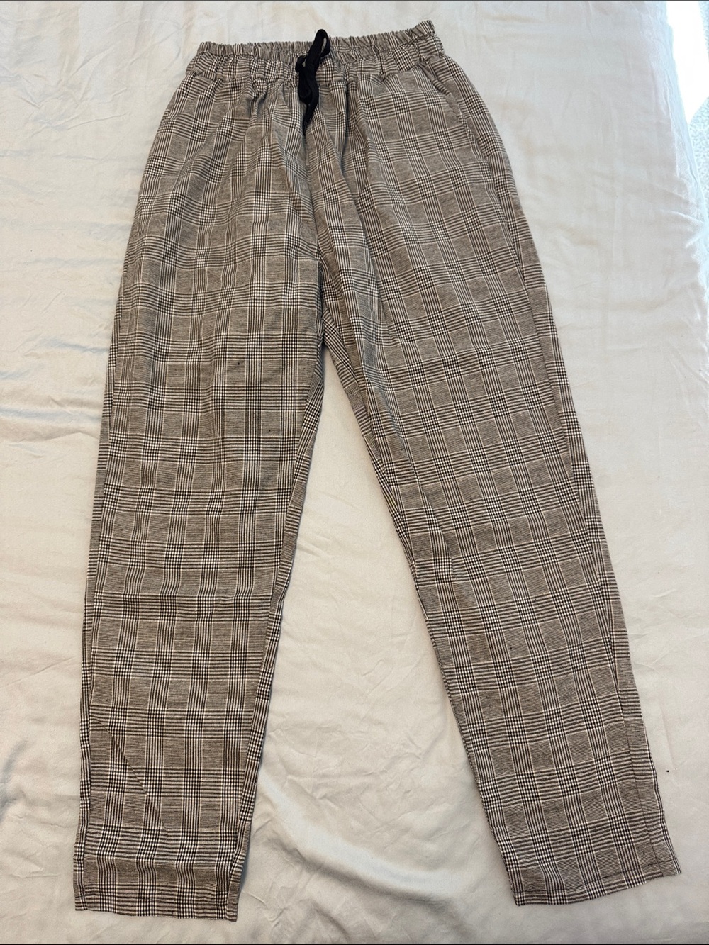 SHEIN Gray Plaid Drawstring Men’s Pants